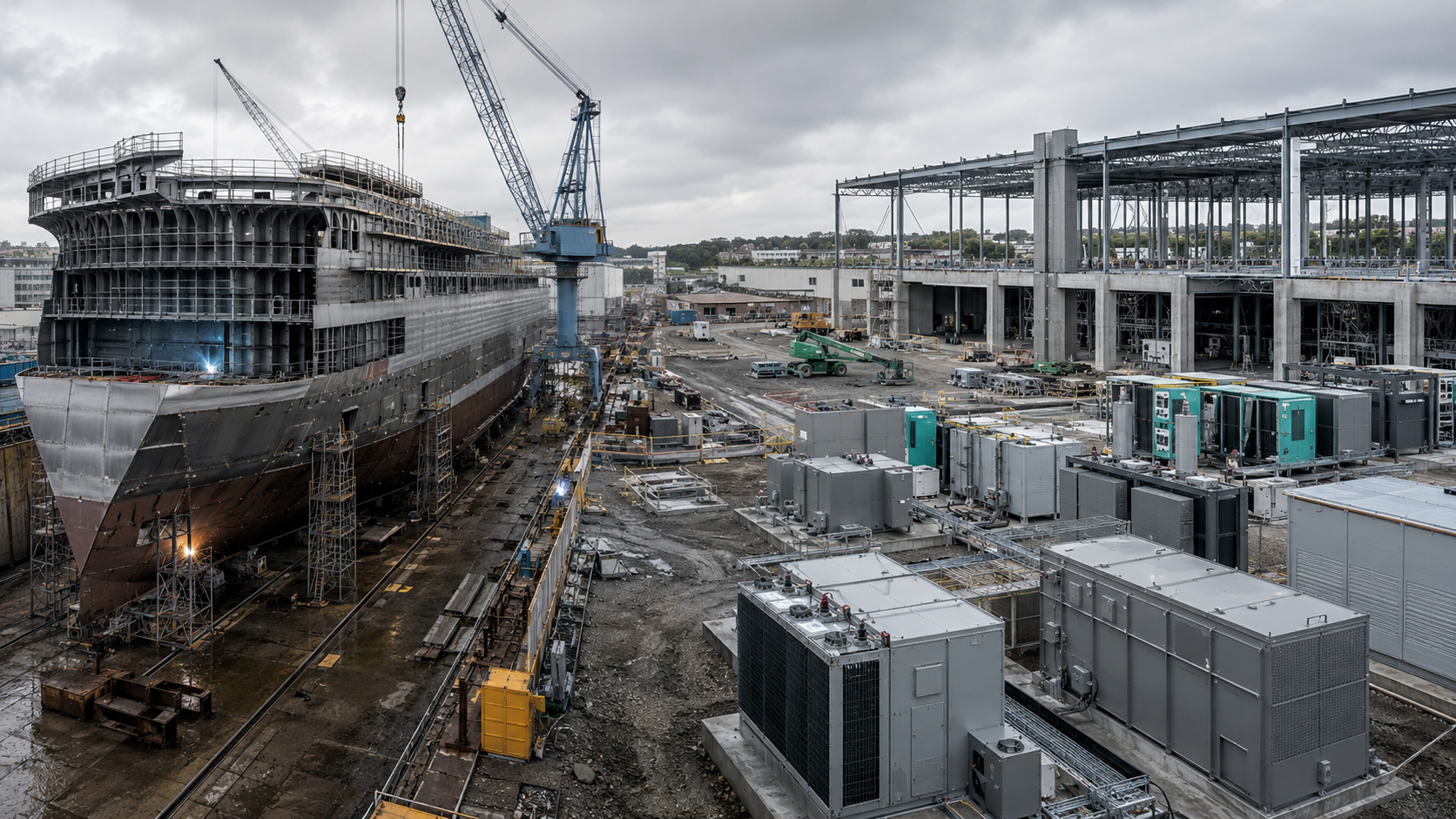 Construction comparée d’un ferry et d’un data center